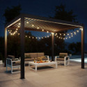 Pergola bioclimatique aluminium anthracite 11,90m² + toit avec lames orientables HABRITA
