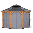 Rideaux en polyester gris pour tonnelle de jardin 395x395cm - Sunjoy
