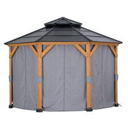 Rideaux en polyester gris pour tonnelle de jardin 395x395cm - Sunjoy