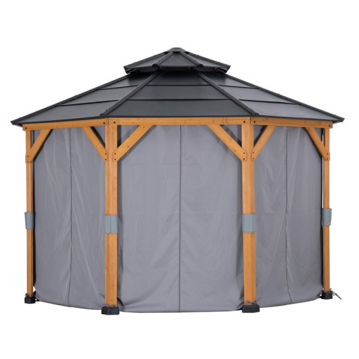 Rideaux en polyester gris pour tonnelle de jardin 395x395cm - Sunjoy