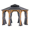 Rideaux en polyester gris pour tonnelle de jardin 395x395cm - Sunjoy