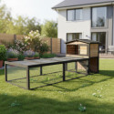 Clapier d'extérieur en bois FSC thermo-traité 101x55x100cm + extension grillagée - Shelty Pet