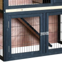 Clapier d'extérieur en bois FSC thermo-traité 101x55x100cm + extension grillagée - Shelty Pet