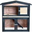 Clapier d'extérieur en bois FSC thermo-traité 101x55x100cm + extension grillagée - Shelty Pet