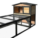 Clapier d'extérieur en bois FSC thermo-traité 101x55x100cm + extension grillagée - Shelty Pet