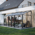Serre de jardin adossée 6,04m² - H248cm - en aluminium et panneaux en verre trempé - BloomCabin