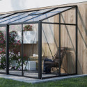 Serre de jardin adossée 6,04m² - H248cm - en aluminium et panneaux en verre trempé - BloomCabin