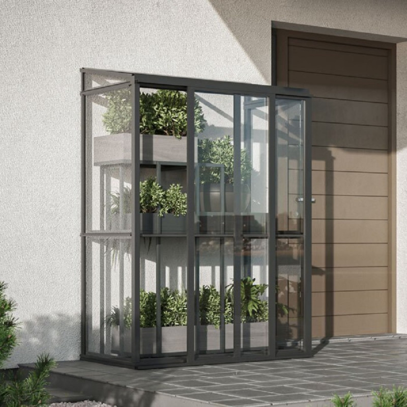 Serre de jardin adossée Mini 1,4m² en aluminium et panneaux en verre trempé - BloomCabin