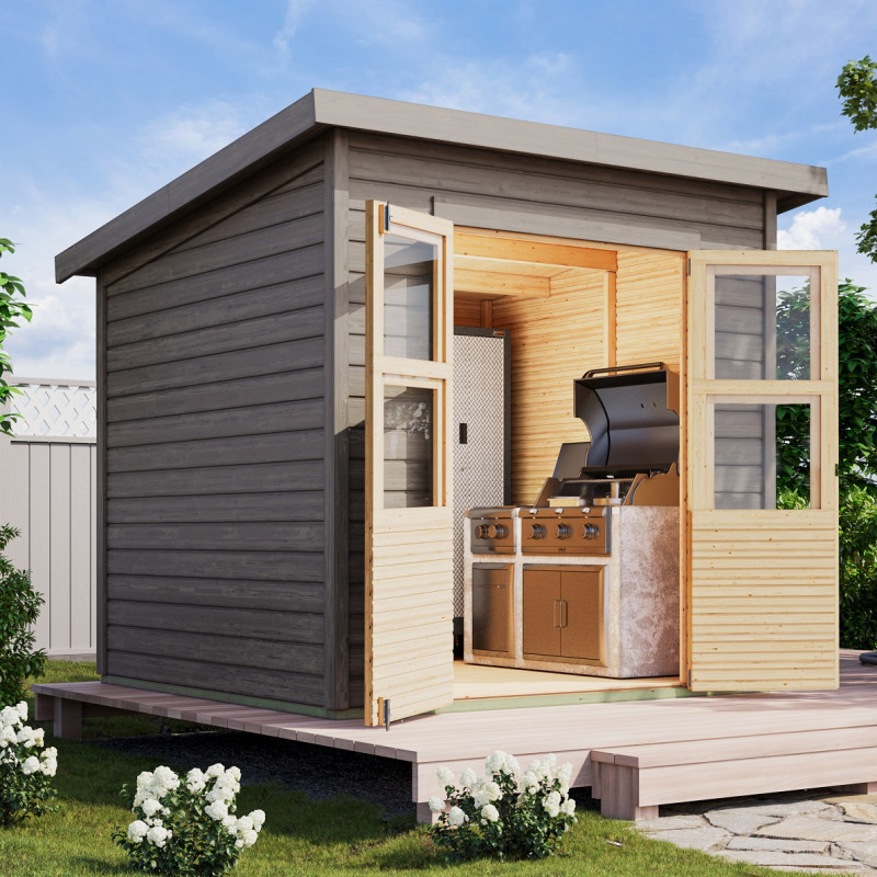 Abri de jardin en bois 4,5m² - gris naturel - Merseburg 4 - Karibu