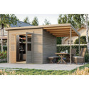 Abri de jardin en bois 5,90m² avec appentis - gris naturel - Merseburg 6 - Karibu