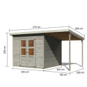 Abri de jardin en bois 5,90m² avec appentis - gris naturel - Merseburg 6 - Karibu