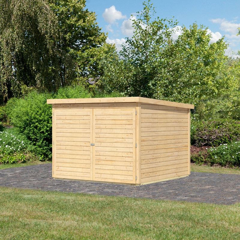 Abri à vélos en bois brut 4,6m² - pour 4 vélos - Karibu