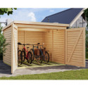 Abri à vélos en bois brut 4,6m² - pour 4 vélos - Karibu