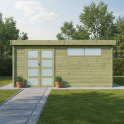 Chalet Moderne 21,09m² en bois traité 44mm avec toit isolé - Gardenas