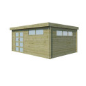 Chalet Moderne 21,09m² en bois traité 44mm avec toit isolé - Gardenas