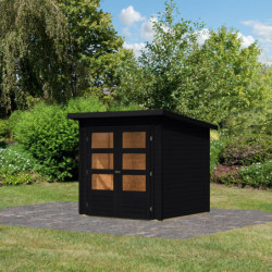 Abri de jardin en bois massif noir 3,46m² Stockach 2 – Karibu