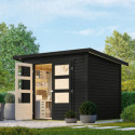 Abri de jardin en bois massif noir 4,57m² Stockach 3 – Karibu
