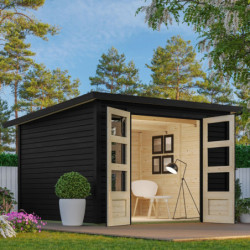 Abri de jardin en bois massif noir 6,05m² Stockach 4 – Karibu