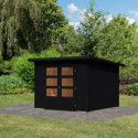 Abri de jardin en bois massif noir 6,05m² Stockach 4 – Karibu