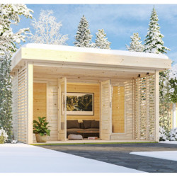 Abri de jardin en bois brut 15,7m² avec terrasse - Chione - Karibu