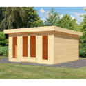 Abri de jardin en bois brut 15,7m² avec kit de végétalisation du toit - Lotus - Karibu