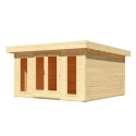 Abri de jardin en bois brut 15,7m² avec kit de végétalisation du toit - Lotus - Karibu
