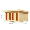 Abri de jardin en bois brut 15,7m² avec kit de végétalisation du toit - Lotus - Karibu