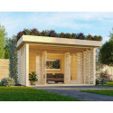 Abri de jardin en bois brut 15,7m² avec terrasse et kit de végétalisation du toit - Lily - Karibu