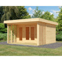 Abri de jardin en bois brut 15,7m² avec terrasse et kit de végétalisation du toit - Lily - Karibu