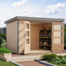 Abri de jardin en bois brut 19mm - acier gris - 6,4m² Jupiter 4A – Karibu