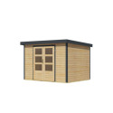 Abri de jardin en bois brut 19mm - acier anthracite - 6,4m² Jupiter 4A – Karibu