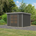 Abri de jardin en bois gris terre 19mm - acier gris - 6,4m² Jupiter 4B – Karibu