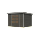 Abri de jardin en bois gris terre 19mm - acier gris - 6,4m² Jupiter 4B – Karibu