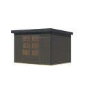 Abri de jardin en bois gris terre 19mm - acier anthracite - 6,4m² Jupiter 4B – Karibu