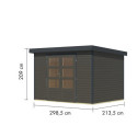 Abri de jardin en bois gris terre 19mm - acier anthracite - 6,4m² Jupiter 4B – Karibu