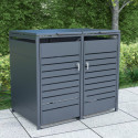Abri cache-poubelle en acier galvanisé anthracite pour 2 containers 240L - X-METAL
