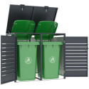 Abri cache-poubelle en acier galvanisé anthracite pour 2 containers 240L - X-METAL