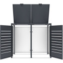 Abri cache-poubelle en acier galvanisé anthracite pour 2 containers 240L - X-METAL