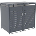 Abri cache-poubelle en acier galvanisé anthracite pour 2 containers 240L - X-METAL