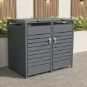 Abri cache-poubelle en acier galvanisé anthracite pour 2 containers 240L - X-METAL