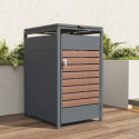 Abri cache-poubelle en acier galvanisé aspect bois pour container 240L - X-METAL