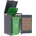 Abri cache-poubelle en acier galvanisé aspect bois pour container 240L - X-METAL