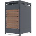 Abri cache-poubelle en acier galvanisé aspect bois pour container 240L - X-METAL