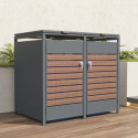 Abri cache-poubelle en acier galvanisé aspect bois 2 containers 240L - X-METAL