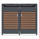 Abri cache-poubelle en acier galvanisé aspect bois 2 containers 240L - X-METAL