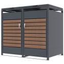 Abri cache-poubelle en acier galvanisé aspect bois 2 containers 240L - X-METAL