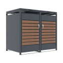 Abri cache-poubelle en acier galvanisé aspect bois 2 containers 240L - X-METAL