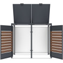 Abri cache-poubelle en acier galvanisé aspect bois 2 containers 240L - X-METAL