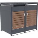 Abri cache-poubelle en acier galvanisé aspect bois 2 containers 240L - X-METAL