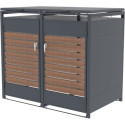 Abri cache-poubelle en acier galvanisé aspect bois 2 containers 240L - X-METAL